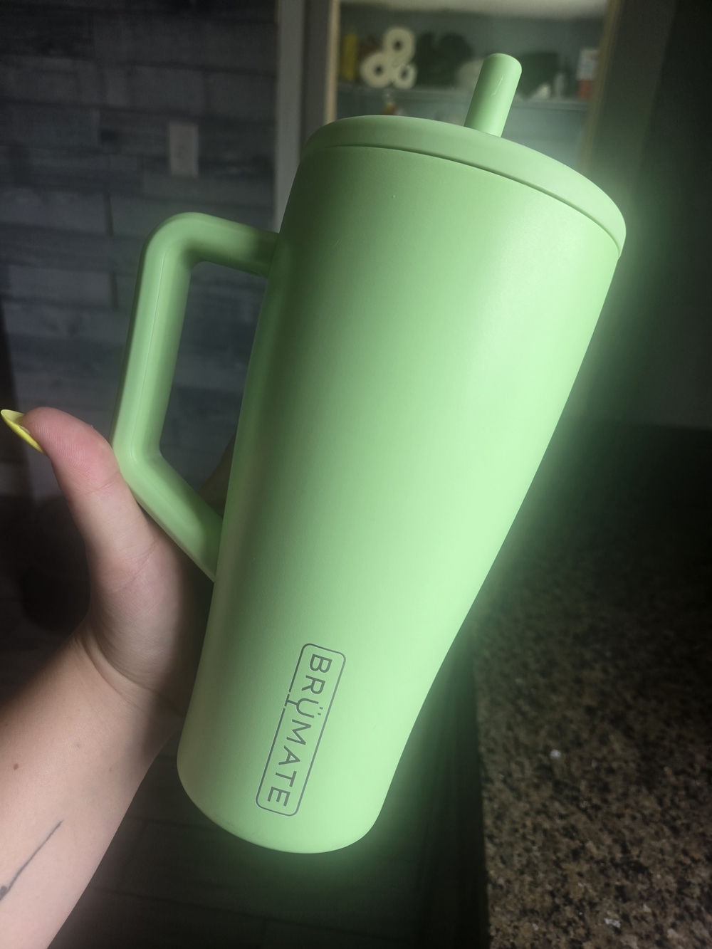 Brumate Lime Green Insulated Tumbler with Handle and Straw